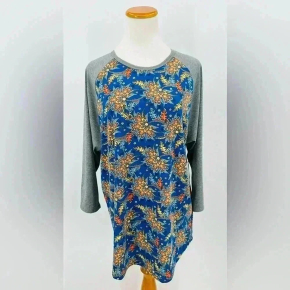 BNWT LuLaRoe Randy Blue and Orange Paisley Tee Shirt, 2XL - Picture 1 of 9